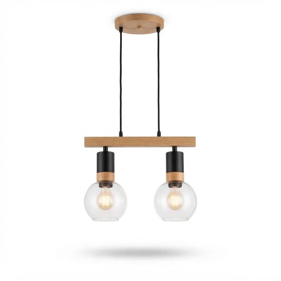 Lámpara de techo colgante LED Marina 2 luces madera